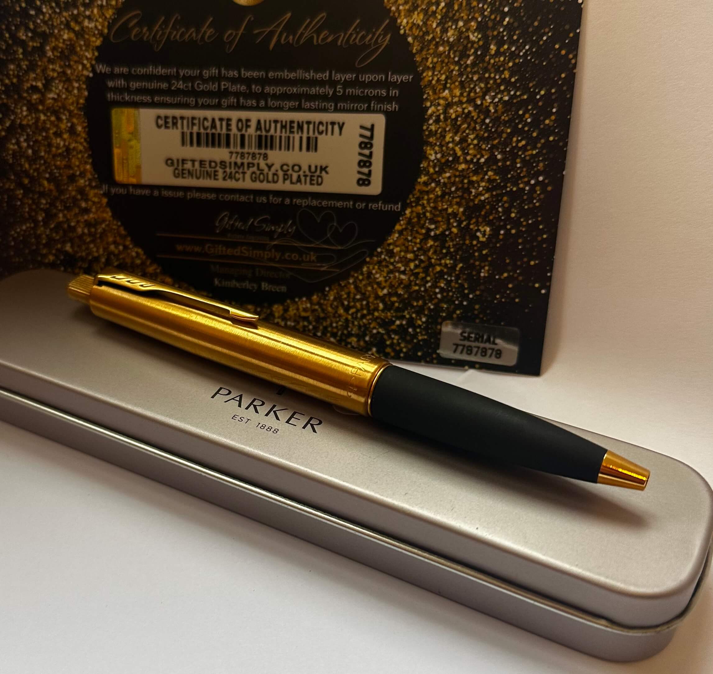 Luxus Parker Frontier Kugelschreiber, elegant, 24 Karat vergoldet, in Geschenkdose